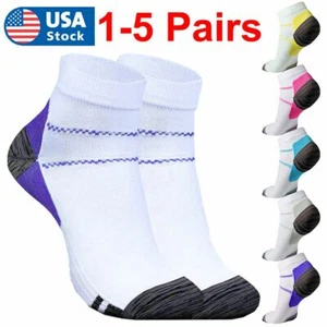 1-5 Pairs Compression Socks Plantar Fasciitis Arch Ankle Run Support Men Women - Picture 1 of 17