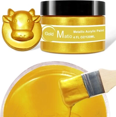 BRANDED Matio Acrylic Paint Metallic Gold, 120ML Pearlescent Effect Gold Leaf Paint, Non