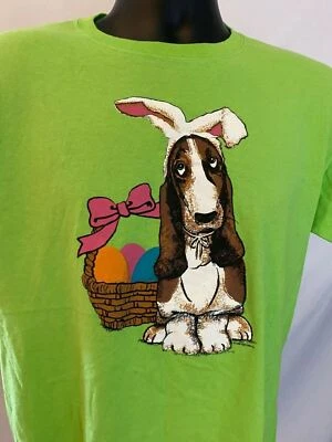 Camiseta Basset Hound Conejo de Pascua con Cesta de Pascua Mediana Usada ST22 Foto 1 de 4