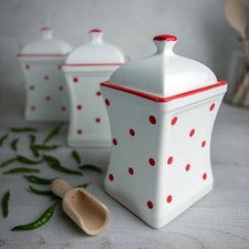 Red Ceramic Kitchen Canister Sets For Sale Ebay