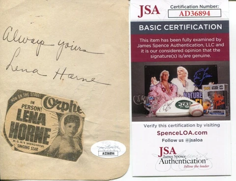 Lena Horne Sexy Jazz Singer Stormy Weather The Charioteers Signed Autograph JSA Cover