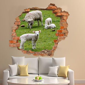 SHEEP LAMBS COUNRY LIFE FLOG WALL STICKERS POSTERS 3D ART MURALS DECAL DECOR VU6