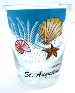 ST AUGUSTINE FLORIDA SHOT GLASS VINTAGE TRAVEL SOUVENIR SAND SEA SHELLS STARFISH - Picture 1 of 6