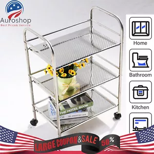 Carro de cocina con estante de 3 niveles de acero inoxidable con carro utilitario rodante de 4 ruedas - Imagen 1 de 12