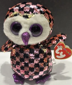 TY CHECKS The Owl Flippables Beanie Boos Pailletten Plüsch mit Herzanhänger - Glitzer - Bild 1 von 6