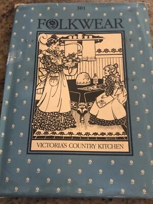 🌺 FOLKWEAR #301 - LADIES & GIRLS "VICTORIA'S" APRON PATTERN  SM-LG / 2-10  FF - Image 1 of 2