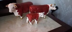 Beswick Hereford  Bull  Cow and calf Family in Excellent condition. 
