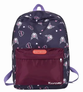 Kuromi Ladies Campus Backpack Large 17" All-Over-Pattern Design Logo School Bag - Picture 1 of 20