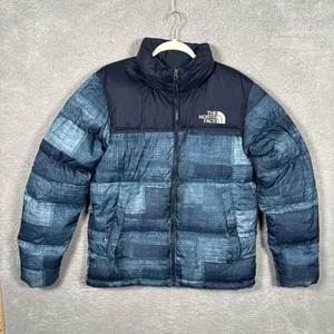 North Face Men's Novelty Nuptse Jacket -  Down Lining Medium Denim Pattern - Picture 1 of 21