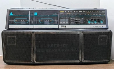 Radio boombox estéreo de doble cubierta Magnavox AW8200 1986 de colección - ¡FUNCIONA MUY BIEN! Foto 1 de 4