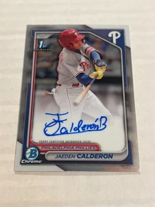 2024 BOWMAN CHROME JAEDEN CALDERON ON CARD AUTO 1ST PHILLIES - Picture 1 of 2