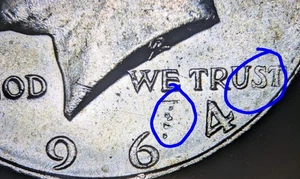 1964 50c 90% Silver Kennedy Half Dollar Error Objects Heavily Struck Through - Picture 1 of 24