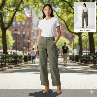 Levi's Womens Utility Pants Olive Green Mid Rise Ankle Length Cotton Blend 25x27 - Image 1 of 4