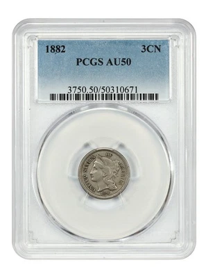 1882 3CN PCGS AU50 - Three Cent Nickel - Image 1 of 4