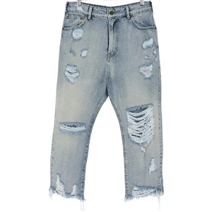 SER.O.YA Omar Drop Crotch Distressed Boyfriend Jeans 26x22 Light Wash Ripped - Bild 1 von 9