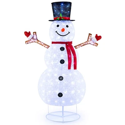 6 FT Pre-Lit Christmas Snowman Xmas Snowman Built-in Lights & Black Hat - Image 1 of 4