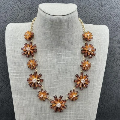 Ann Taylor 琥珀花声明项链金色水晶围兜女式 18 — 第 1/4 张图片