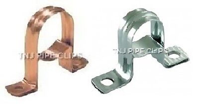 2 PIECE Copper SADDLE Band / Spacing Clip - Copper Or Chrome Plated - Pipe Clips • 2.32£