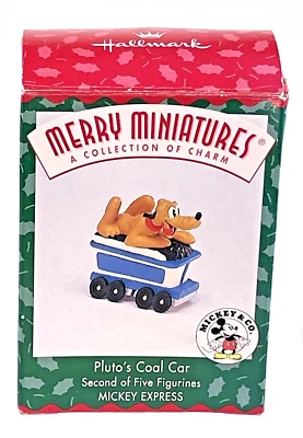 Boneco de carro Hallmark Merry Miniatures Mickey Express 1998 - Pluto’s Coal - Imagem 1 de 4
