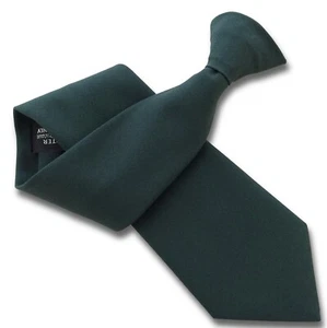 Bottle Green Mens Clip On Tie Matt Plain Solid Formal Workwear Necktie - Picture 1 of 1