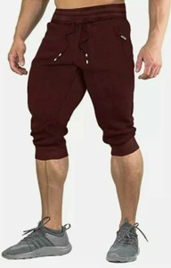 FASKUNOIE Men's Cotton Casual Shorts 3/4 Jogger Capri Pants Breathable Below Kne - Picture 1 of 6
