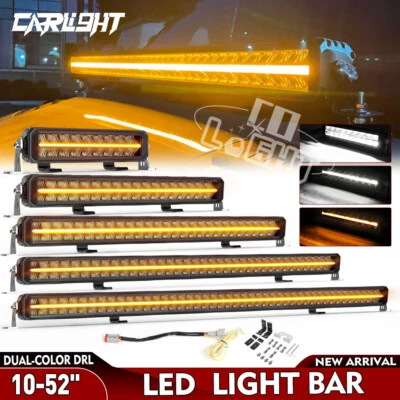 10" 22" 32" 42" 52" Led Spot Light Bar Amber White DRL Park Light Dual Function - Image 1 of 4