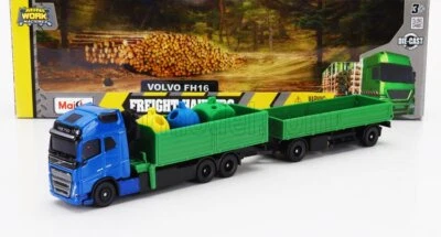 MODELLINO CAMION STATICO MAISTO VOLVO FH16 XL 750 TRUCK GRU 2021 BLU VERDE 1/64 - Immagine 1 di 4