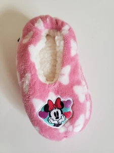 Disney Minnie Mouse Snuggle Toes, Slipper, Pajama Shoes   socks Pink white, Girl - Picture 1 of 9