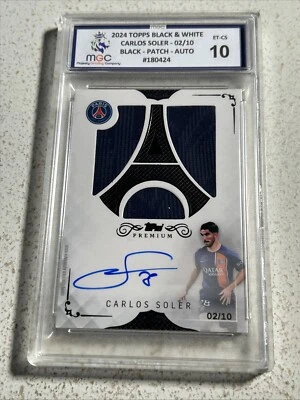 Carlos Soler Topps Premium Patch Auto Football Card 02/10 Psg Relic MGC 10 - Image 1 of 4