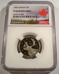 1983 CANADA 25c NGC PF69UCAM QUARTER PROOF ULTRA CAMEO PR 69 - Picture 1 of 3