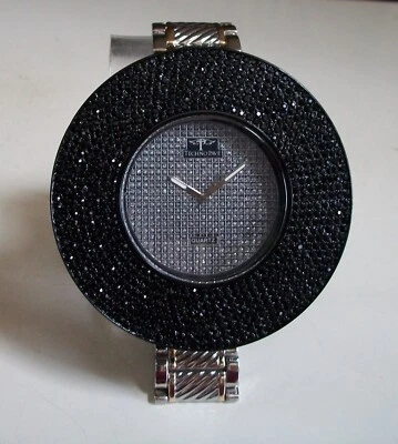 Men's Silver, Gold & Black Finish Bling Techno Pave Fashion Dressy Watch - Image 1 of 4