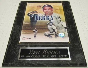 YOGI BERRA NEW YORK YANKEES FRAMED 8X10 PHOTO-MAN CAVE ART-12X15 WALL PLAQUE - Picture 1 of 3