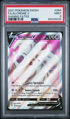 2021 POKEMON SWORD & SHIELD SHINING FATES #064 FULL ART/ALCREMIE V PSA 9 - Image 1 of 2