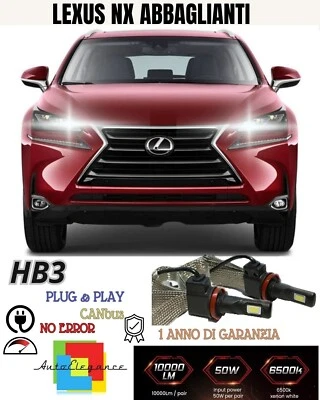 😍😍😍😍KIT FULL LED HB3 ABBAGLIANTI LEXUS NX 6000K CANBUS 6400 LUMEN NO AVARIA - Immagine 1 di 2