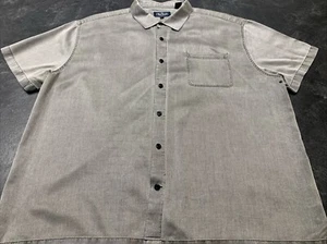 Nat Nast Luxus Havanna Tuch 2XL Silber Grau Seidenmischung Kurzarm Hemd - Bild 1 von 12