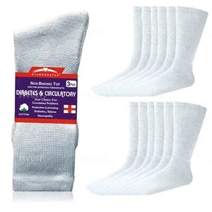 12 Pairs Health Circulatory Crew Cotton Diabetic Socks White 9-11 10-13 13-15 - Picture 1 of 21