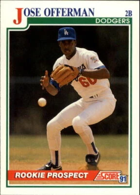 1991 Score #343 Jose Offerman UER Born 1969, should say 1968 - NM - Image 1 of 2