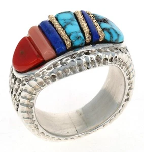 10.25 - Anillo con incrustación de adoquines elevados multicolor de Alvin Yellowhorse - Imagen 1 de 5