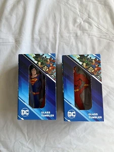 Lot Of 2 DC Glass Tumblers New In Box Superman And The Flash - Picture 1 of 11