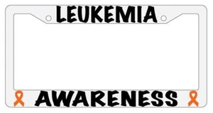 Leukemia Awareness White Plastic License Plate Frame - Picture 1 of 1