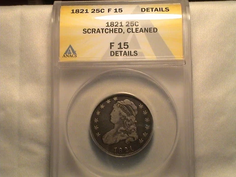 1821 Capped Bust Quarter ANACS F-15 Details Cover
