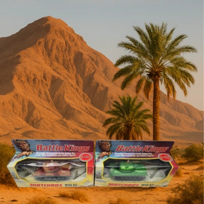 Matchbox Battle Kings K-102 M48-A2 Tank (x2) Desert Camo Green 1975 Rare - Image 1 of 4