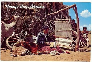 Navajo Rug Weaver Reservation New Mexico Arizona Native American Indian Postcard - Picture 1 of 1