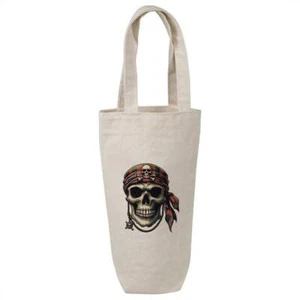 'Pirate Skull With Bandana' Cotton Wine Bottle Gift / Travel Bag (BL00037587) - Picture 1 of 2