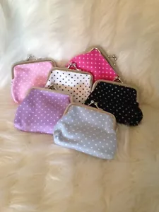 SMALL POLKA DOT RETRO CLIP FASTENER COIN PURSE PARTY BAG FILLER - Picture 1 of 7