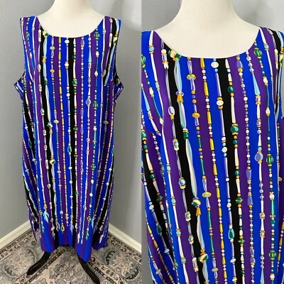 BOB MACKIE WEARABLE ART 100% SILK DRESS Sleeveless 1X Read! - Image 1 of 4