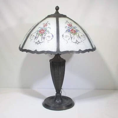 Lâmpada Miller vintage vitral escória abajur duas lâmpadas 1920 S13 - Imagem 1 de 4