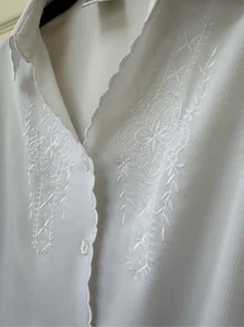 Allison Daley Damen Vintage Knopfleiste gewellt Blumen elfenbein Bluse Große 90er - Bild 1 von 5