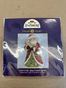 Jim Shore by Mill Hill gezähltes Kreuzstich-Ornament-Kit - bester Freund Weihnachtsmann brandneu - Bild 1 von 5