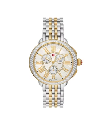 Michele Serein Diamond Chronograph Yellow Gold Two-Tone MOP Dial MWW21A000069 - Image 1 of 4